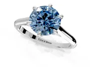 Solitaire Engagement Ring Setting for Fancy Blue Round Cut Center with Cathedral Band and Prong Head in Platinum