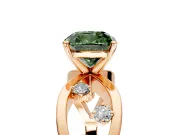 Solitaire Engagement Ring Setting for Fancy Green Cushion Cut Center with Criss-Cross Accent Band and Prong Head in Rose Gold