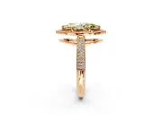 Milgrain Halo Engagement Ring Setting for Fancy Yellow Marquise Center with Three-Sided Pave Band and Prong Head in Rose Gold