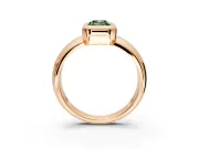 Solitaire Engagement Ring Setting for Fancy Green Emerald Cut Center with Wide Band and Bezel Head in Rose Gold