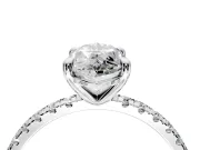 Solitaire Engagement Ring Setting for Marquise Center with Fine Pave Narrow Band and Prong Head in Sterling Silver