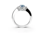 Halo Engagement Ring Setting for Fancy Blue Oval Center with Milgrain Channel Band and Prong Head in Platinum