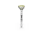 Solitaire Engagement Ring Setting for Fancy Yellow Radiant Cut Center with Bamboo Band and Prong Head in Platinum