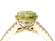 Solitaire Engagement Ring Setting for Fancy Yellow Princess Cut Center with Pave Split Shank and Prong Head in Yellow Gold