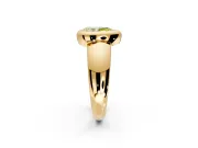 Solitaire Engagement Ring Setting for Fancy Yellow Pear-Shaped Center with Wide Band and Bezel Head in Yellow Gold