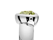 Solitaire Engagement Ring Setting for Fancy Yellow Heart-Shaped Center with Wide Band and Bezel Head in Sterling Silver