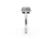 Floral Frame Engagement Ring Setting for Princess Cut Center with Accent Clusters and Prong Head in Sterling Silver