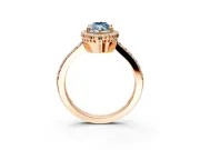 Halo Engagement Ring Setting for Fancy Blue Marquise Center with Inner Milgrain Border and Prong Head in Rose Gold