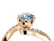 Solitaire Engagement Ring Setting for Fancy Blue Marquise Center with Pave Bypass Swirl Band and Prong Head in Rose Gold