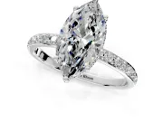 Hidden Halo Engagement Ring Setting for Marquise Center with Pave Band and Prong Head in Sterling Silver