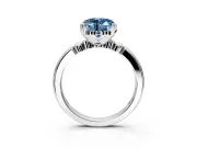 Solitaire Engagement Ring Setting for Fancy Blue Heart-Shaped Center with Beaded Shoulders and Prong Head in White Gold