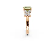 Floral Engagement Ring Setting for Fancy Yellow Asscher Cut Center with Marquise Cluster Shoulders and Prong Head in Rose Gold