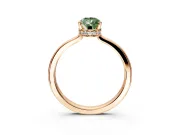 Hidden Halo Engagement Ring Setting for Fancy Green Pear-Shaped Center with Wide Flat Plain Band and Prong Head in Rose Gold