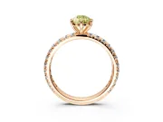 Solitaire Engagement Ring Setting for Fancy Yellow Pear-Shaped Center with Shared-Prong Accents and Prong Head in Rose Gold