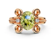 Solitaire Engagement Ring Setting for Fancy Yellow Oval Center with Twisted Band and Scroll Prong Head in Rose Gold
