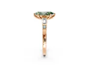 Bar-Set Engagement Ring Setting for Fancy Green Marquise Center with Tapered Baguette Accents and Prong Head in Rose Gold