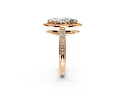 Milgrain Halo Engagement Ring Setting for Marquise Center with Three-Sided Pave Band and Prong Head in Rose Gold