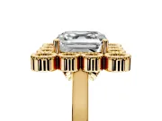 Cluster Halo Engagement Ring Setting for Asscher Cut Center with Milgrain Bezel Accents and Prong Head in Yellow Gold