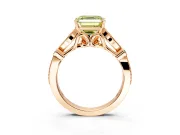 Solitaire Engagement Ring Setting for Fancy Yellow Asscher Cut Center with Marquise and Bezel Accents and Prong Head in Rose Gold