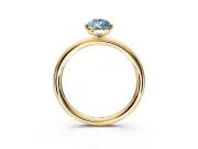 Low-Set Solitaire Engagement Ring Setting for Fancy Blue Pear-Shaped Center with Thin Plain Band and Prong Head in Yellow Gold