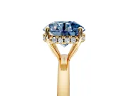 Solitaire Engagement Ring Setting for Fancy Blue Round Cut Center with Fine Wire Band and Prong Head in Yellow Gold