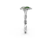Halo Engagement Ring Setting for Fancy Green Pear-Shaped Center with Twist Band and Prong Head in White Gold