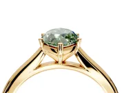 Solitaire Engagement Ring Setting for Fancy Green Marquise Center with Narrow Cathedral Band and Prong Head in Yellow Gold