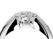Tension Engagement Ring Setting for Cushion Cut Center with Wide Tapered Band and Tension Head in Platinum