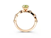 Solitaire Engagement Ring Setting for Fancy Yellow Oval Center with Bezel Station Band and Prong Head in Rose Gold