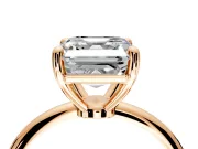 Minimalist Solitaire Engagement Ring Setting for Asscher Cut Center with Thin Band and Prong Head in Rose Gold