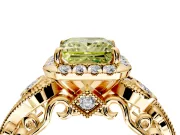 Bypass Halo Engagement Ring Setting for Fancy Yellow Princess Cut Center with Bezel Accents, Milgrain and Prong Head in Yellow Gold