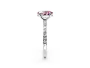 Solitaire Engagement Ring Setting for Fancy Pink Oval Center with Pave Accents and Prong Head in Platinum