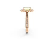 Milgrain Halo Engagement Ring Setting for Fancy Yellow Asscher Cut Center with Bezel Point Accents and Prong Head in Rose Gold