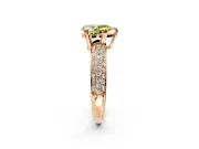 Solitaire Engagement Ring Setting for Fancy Yellow Pear-Shaped Center with Multi-Row Pave Accents and Basket Head in Rose Gold