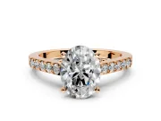 Solitaire Engagement Ring Setting for Oval Center with Crossover Accents and Prong Head in Rose Gold