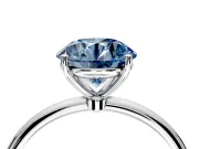Solitaire Engagement Ring Setting for Fancy Blue Round Cut Center with Straight Thin Band and Prong Head in Platinum