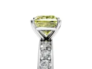 Solitaire Engagement Ring Setting for Fancy Yellow Princess Cut Center with Channel-Set Accents and Prong Head in White Gold