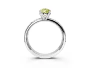 Solitaire Engagement Ring Setting for Fancy Yellow Pear-Shaped Center with Scrollwork Band and Prong Head in Sterling Silver