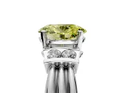 Solitaire Engagement Ring Setting for Fancy Yellow Oval Center with Grooved Bar Accent Band and Prong Head in Platinum