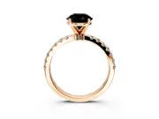Open Basket Engagement Ring Setting for Fancy Black Round Cut Center with Pave Band and Prong Head in Rose Gold