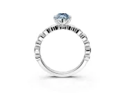 Solitaire Engagement Ring Setting for Fancy Blue Marquise Center with Beaded Bezel Station Band and Prong Head in Platinum