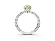 Rope Engagement Ring Setting for Fancy Yellow Oval Center with Accent Shoulders and Prong Head in Platinum
