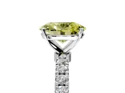 Open Basket Engagement Ring Setting for Fancy Yellow Oval Center with Pave Band and Prong Head in Platinum