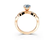 Solitaire Engagement Ring Setting for Fancy Blue Oval Center with Criss-Cross Accent Band and Prong Head in Rose Gold
