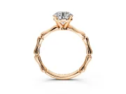 Solitaire Engagement Ring Setting for Round Cut Center with Bamboo Band and Prong Head in Rose Gold