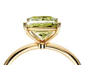 Solitaire Engagement Ring Setting for Fancy Yellow Princess Cut Center with Straight Thin Band and Prong Head in Yellow Gold