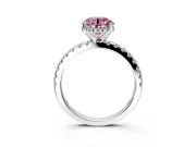 Solitaire Engagement Ring Setting for Fancy Pink Round Cut Center with Band of Accents and Prong Head in Platinum