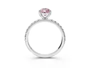 Solitaire Engagement Ring Setting for Fancy Pink Pear-Shaped Center with Micro Pave Band and Prong Head in Sterling Silver