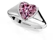 Tension Engagement Ring Setting for Fancy Pink Heart-Shaped Center with Wide Tapered Band and Tension Head in Sterling Silver