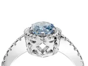 Accent Halo Engagement Ring Setting for Fancy Blue Marquise Center with Full-Length Pave Band and Prong Head in White Gold